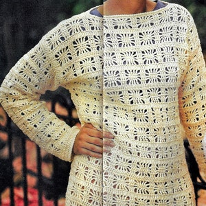 Crochet Plus Size Lace Tunic Top Pattern, Lace Tunic Pattern, Women Ladies PATTERN -  PDF Download
