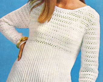 Crochet Sweater Pullover PATTERN, - Digital Download
