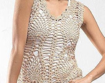 Crochet Pineapple Tank Top PATTERN, Boho Chic Crochet Top Pattern- Ladies Women-  Digital Download