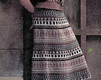Gonna all'uncinetto Boho Chic Hippie Tribal Pattern, Download digitale Versione USA