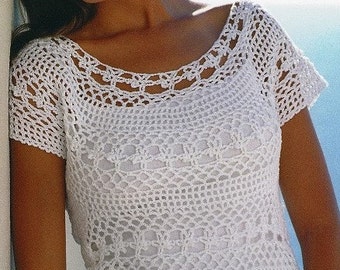 Crochet U.K. Lace Top Pattern, Crochet top pattern, Summer top pattern, - Plus Sizes -  PDF Download- U.K.Version