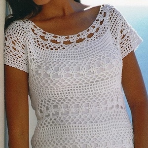 Crochet U.K. Lace Top Pattern, Crochet top pattern, Summer top pattern, - Plus Sizes -  PDF Download- U.K.Version