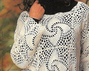 Crochet Motif Sweater Pattern, Pinwheel Lace Pullover PATTERN, Ladies Womens Cover-up Pattern, PDF Download