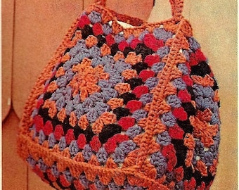 Gehäkelte Oma Quadrate Handtasche Muster-Einkaufstasche - Tragetasche - Alles tragen - Retro Geldbörse Muster- Schultertasche- PDF Download