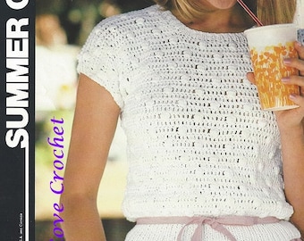 Patron de haut pull d'été au crochet -Téléchargement PDF