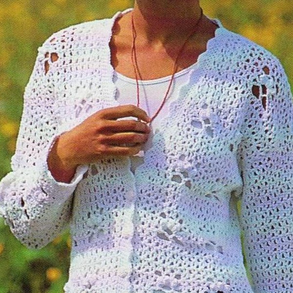 Crochet U.K. Womens Cardigan Sweater Pattern,  Long or Short Cardigan Sweater Pattern - Brunswick 9501 PATTERN - PDF Download-U.K.Version