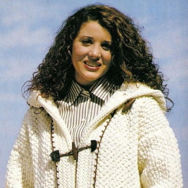 CROCHET Sweater Toggled Buttoned Down Coat Jacket  PATTERN - PDF Download