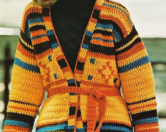 CROCHET Wrap Pattern, Crochet Boho Jacket Wrap Sweater Cardigan PATTERN  - Indian Pottery Pattern - PDF Download