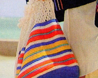 Crochet Vintage Multi-Colored Beach Bag Pattern, Market Tote, Shopping Bag, Book Bag, Beach Bag, Sports Bag PATTERN - Instant download