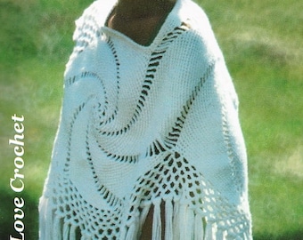 Patrón de poncho de ganchillo estilo boho con remolinos, patrón rápido y fácil para principiantes - Descarga digital