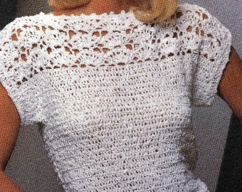 Crochet Top Pattern- Pullover White Crochet Top Pattern- Instant Download