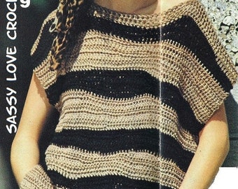 Crochet Top Stripe Pattern, Easy Crochet Top PATTERN - Instant Download