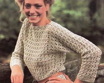 Crochet Pullover Sweater PATTERN, Long Sleeve Crochet PATTERN, Digital Download