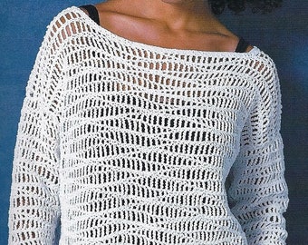 Crochet Tunic Wave Pattern Pullover Cover up PATTERN, Romantic Beach Cover-up Tunic Pattern, PDF Download