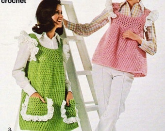 Crochet Apron, Smocks - Jacket - Sweater Patterns - Spring Cardigan Pattern - Ladies, Womens- Knit & Crochet- PDF Download