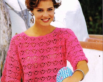 Crochet U.K. Top Pattern Crochet Sweater Summer Top Blouse Tunic pattern - PDF Download -U.K.Version