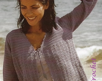 Crochet U.K. Cardigan Beach Sweater Pattern  Ladies Womens Sweater Jacket Cardigan Tops -PDF DOWNLOAD- U.K. Version