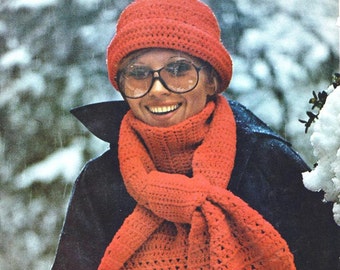 Crochet Cherry Red Hat and Scarf Pattern-Snow Set Hat Scarf- Easy Beginner Pattern -PDF Download