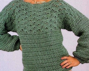 Crochet Sweater Pattern, Quick & Easy Shell design with 9 mm crochet hook - PDF Download