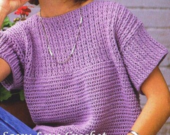 Crochet Sweater Pattern,  Pullover Purple Sweater pattern -PDF Download