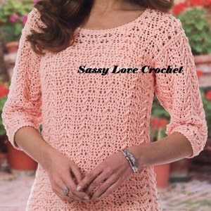 Crochet Sweater Pattern, Crochet Womens  Sweater Pattern -Instant Download