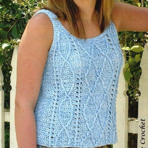 Modello per top estivo all'uncinetto, modello per gilet all'uncinetto, modello per gilet a trecce da donna, modello all'uncinetto a trecce, modello per gilet estivo - Download PDF