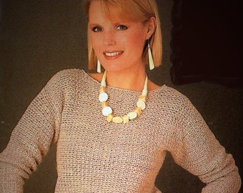 Ladies' Crochet Glamour Sweater, Long-Sleeved Pullover PATTERN,Crochet Sweater PATTERN, Digital Download