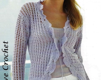 Crochet U.K. Mesh Cardigan Pattern, Summer top pattern, Purple crochet mesh Top Pattern - PDF Download U.K. Version