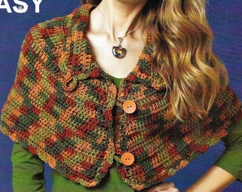 Crochet Shoulder Cowl Pattern,  Capelet Cape Poncho Pattern - Instant Download