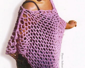 Ladies' Crochet Purple Mesh Poncho Pattern, Crochet Poncho Pattern  Digital Download