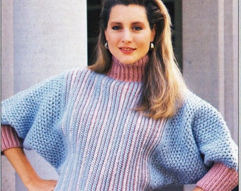 Crochet Mock Turtleneck Womens Crochet Sweater Pattern - Digital Download