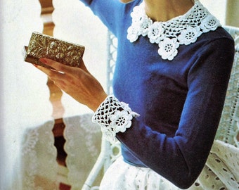 Patrón de collar y puños de rosas irlandesas a crochet, patrón de puños de encaje victoriano - Descarga en PDF
