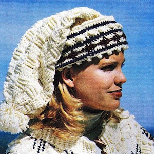 CROCHET Snowflake Coat and Hat Pattern, Toggled Sweater Jacket pattern, Long Coat Jacket & Stocking Cap  - PDF Pattern