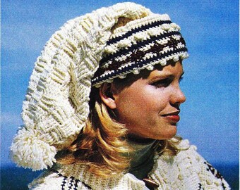 CROCHET Snowflake Coat and Hat Pattern, Toggled Sweater Jacket pattern, Long Coat Jacket & Stocking Cap  - PDF Pattern