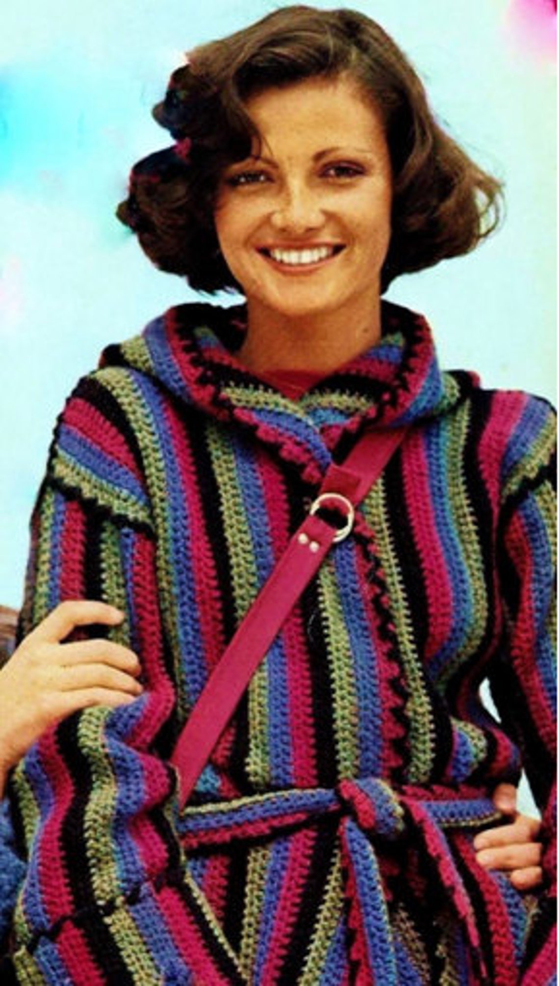 CROCHET Striped Hooded Jacket Pattern Crochet Retro Wrap Hoodie Coat