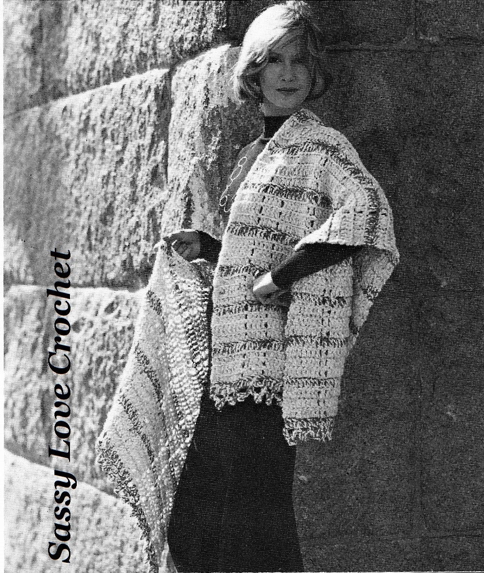 Thick & Quick Bulky Wrap Pattern, Wrap Long Cape Cloak, Bernat Bulky ...