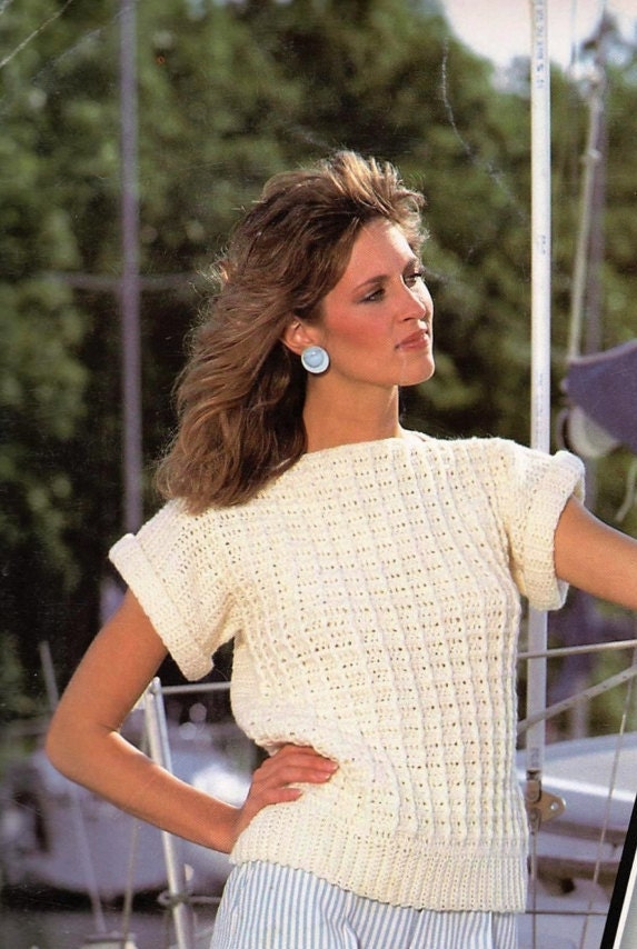 Crochet Waffle Stitch Sweater Top Pattern - Sailing Summer