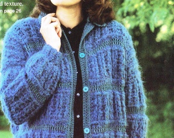 CROCHET Jade Jacket Buttoned Down Sweater Coat PATTERN - PDF Pattern - Sizes 28"-42"