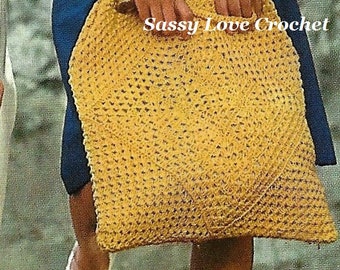 Crochet Beach Bag Pattern, Crochet Motif Granny Squares Bag Tote Pattern, Ladies Women Purse Shopping Bag Pattern - PDF Download