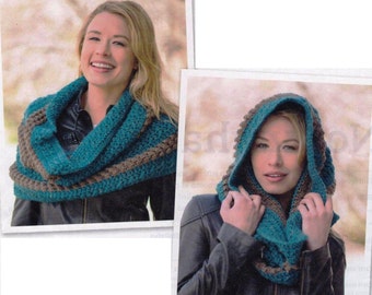 Crochet Scarf Cowl PATTERN, Hooded Scarf Cowl Pattern - PDF Download