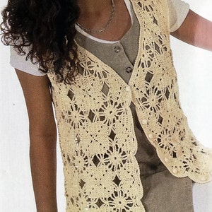 Crochet Motif Vest Pattern, Crochet Vest PATTERN,  Womens Ladies Summer -PDF Download