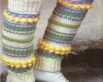 Crochet Leg Warmers Knee Leggings Boot Cuff Pattern  PDF Download