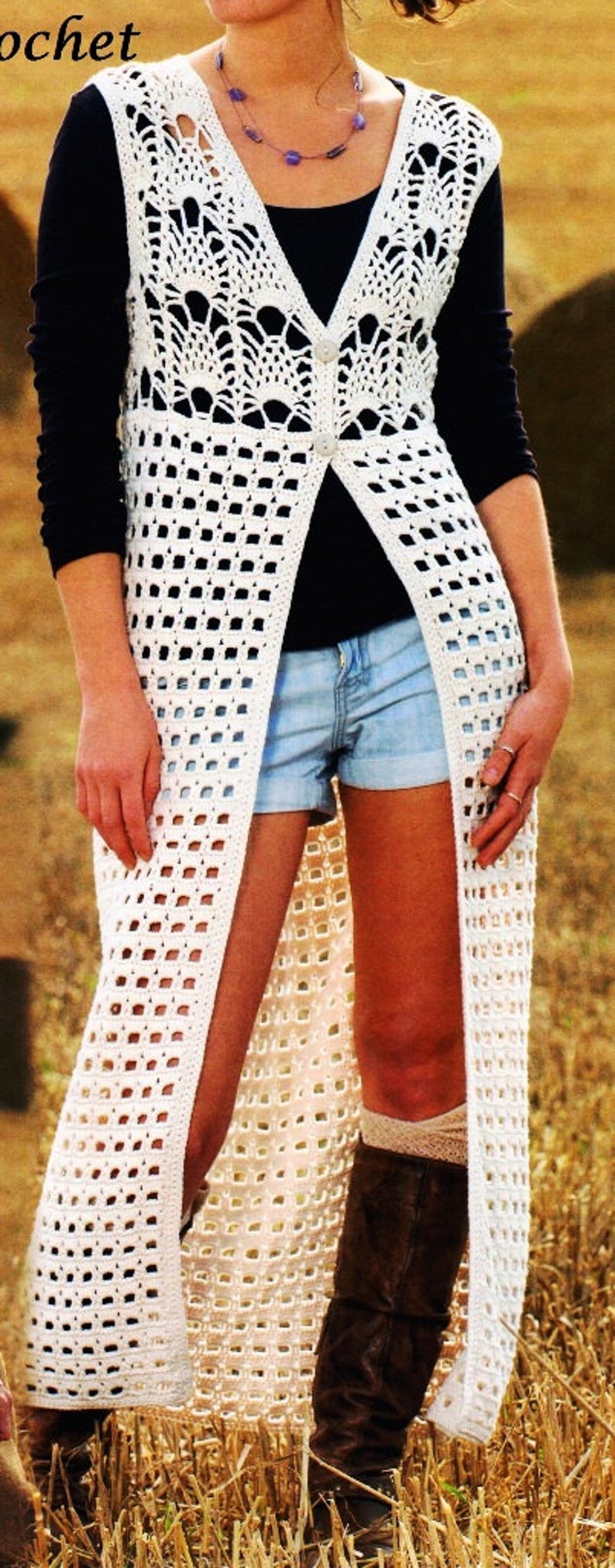 Free Knitted Duster Pattern / Retro Duster Vest Free Crochet Pattern in
