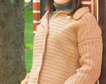Crochet Jacket Pattern, Hip-Length Jacket Pattern, Fall weater Coat Pattern- Digital Download- Woman's Small, Medium, Large