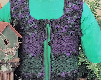 Crochet Lace Accents Vest Pattern,  Vest PATTERN,Beginner's Crochet Pattern- Digital Download- Ladies Small, Medium, & Large
