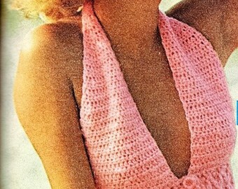 Crochet Quick & Easy Crop Top, Crochet halter top, Vintage Halter Top-PDF Pattern in English