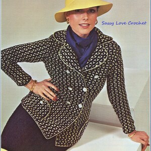 Crochet Navy Blue Suit Pattern, Crochet Skirt Suit Blazer Pattern - PDF Download-U.S.Version