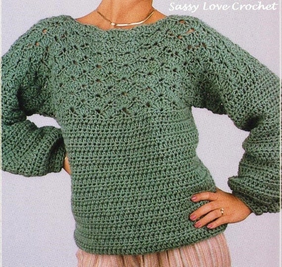 Crochet Sweater Pattern, Quick & Easy Shell design with 9 mm crochet hook -  PDF Download