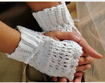 Crochet White Fingerless  Crochet Gloves Pattern-Digital Download