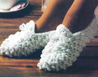 Crochet Snowball Slipper PATTERN, PDF Crochet Pattern, Crochet Pattern Slippers, Digital Download